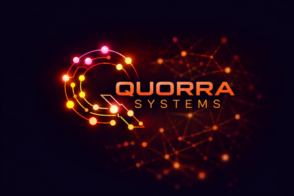 quorra systems neon network logo